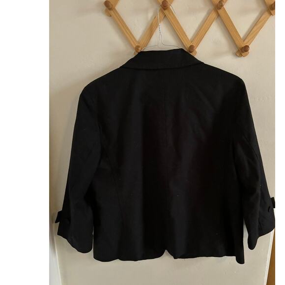 Talbots Jacket Women's 16 Black Blazer Front Button Cotton Blend Collared - Picture 6 of 7